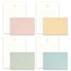 DASH&DOT Evermore 凸版印刷信紙 4件組, 1套, joy flower, adorable bear, wish clover, celebration cake