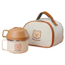 Cuteme 可愛不鏽鋼手提便當盒 + 提袋組 小, 1套, 熊(MP204)