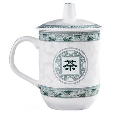 AHOYE 景德鎮帶蓋陶瓷杯/茶杯 13 x 7.5 x 7.5cm, 1個, 混和顏色