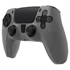SPACE SHIELD Sony PlayStation PS5 DualSense 相容 浮雕握把 防滑 止滑 矽膠 保護套 保護殼, 灰色, 單一商品, 1個