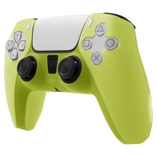 SPACE SHIELD Sony PlayStation PS5 DualSense 相容 浮雕握把 防滑 止滑 矽膠 保護套 保護殼, 霓虹萊姆色, 單一商品, 1個