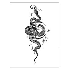 gelluna 半永久時尚亮點黑蛇自黏紋身貼紙, 1個, T-85