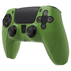 SPACE SHIELD Sony PlayStation PS5 DualSense 相容 浮雕握把 防滑 止滑 矽膠 保護套 保護殼, 綠色, 單一商品, 1個