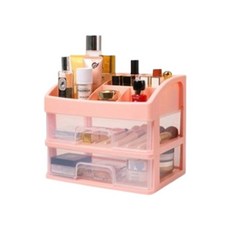 Nurib 雙層多用途書桌整理收納盒, 1個, 粉紅色