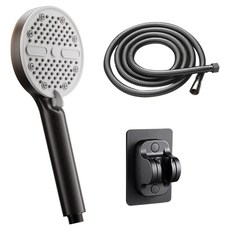 五段式強力增壓寬型蓮蓬頭組, 黑色, 1組