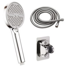 원이네 5단 강력 부스터 와이드 샤워기 세트, 실버, 1개