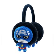 MARVEL 漫威 迪士尼系列兒童絨毛保暖耳罩 HM1027 美國隊長藏藍 柔軟舒適, 15 x 19 x 12cm