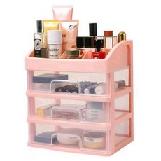 누리브 다용도 정리 책상 수납함 3단, 핑크, 1개