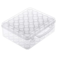 Living Mango 鑽石畫收納 30格透明圓筒珠子收納盒, 白色, 1個