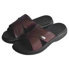 CMYK 男性舒適雙層氣墊室內拖鞋, 棕色, 270