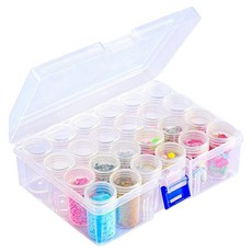 리빙망고 鑽石畫收納 24格透明圓筒珠子盒, 白色, 1個