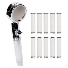 強力水壓濾芯蓮蓬頭+濾芯 10入組, 鉻色, 1組