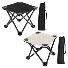 Begin To All 牛津布便攜式露營摺疊椅 大型 2件組, 象牙白, 黑色, 1套