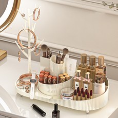 Red Cabinet 飾品化妝品化妝台收納盒 木質大型 BRP052, 奶油白, 1個