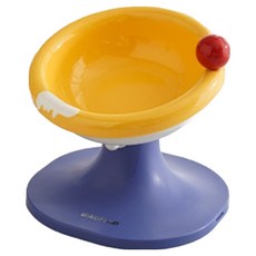 Mail Cat 貓用可調式高度傾斜冰淇淋甜甜圈飯碗, 黃色 + 藍色, 1個