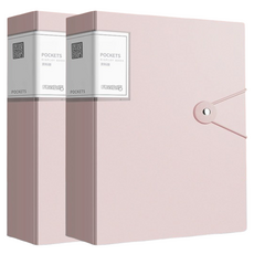 Monahome 高級型防開扣環辦公用A4透明文件夾 40頁, 粉紅色, 2個