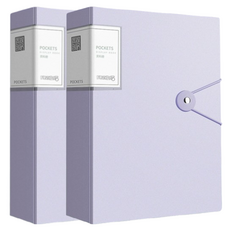 Monahome 高級型防開扣環辦公用A4透明文件夾 40頁, 薰衣草紫, 2個