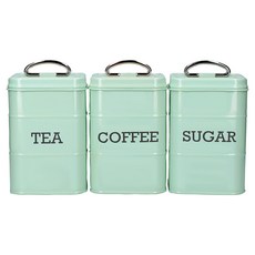 KitchenCraft 復古收納罐 藍色 1.3L 三件組 廚房收納 密封罐 茶葉罐 咖啡罐 糖罐, 3個