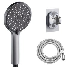 大面積細密水柱蓮蓬頭+金屬軟管2m+蓮蓬頭支架組, 炭灰色(蓮蓬頭), 1組