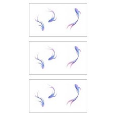 gelluna 神奇藍色鯉魚 自黏紋身貼紙 T-88, 3個, 單一顏色