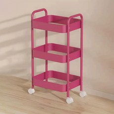 前程光明 居家亮點手推車, 玫瑰紅, 3層