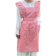 Paperments 可愛鄉村風格紋荷葉邊園藝咖啡廳圍裙 10350 FREE, 紅色, 1個