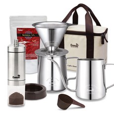 Comac 露營手動咖啡研磨機手沖家庭咖啡館全套組, 8種, 1套, 600ml