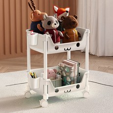 可愛家用移動式收納推車 掛式迷你盒 SH104 2p, 白色, 2層