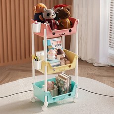 맙소샵 귀여운 가정용 이동식 수납 트롤리, 쓰리풀, 3단