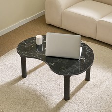 아이캔컴퍼니 LPM 4단 높이조절 강낭콩 접이식 테이블, 블랙마블