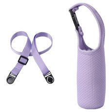 생활과주방 파스텔 네오프렌 핸디형 텀블러 파우치 300~400ml + 스트랩 세트, 퍼플, 1개