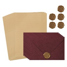 Modernat 高級信紙 20p + 信封 6p + 封口貼紙 6p 套組, 紅色, 1套