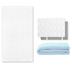 clean for you Dura Coolon涼感墊寢具組, 白色(涼墊+涼枕套)+冰藍色(涼毯), 涼墊+涼毯+涼枕套