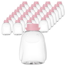 펭귄 동물 디자인 페트 보틀 300ml + 해군 해군모 이중캡 세트, 핑크(외부캡), 랜덤발송(내부캡), 32세트