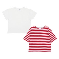 Rainbow Kids 兒童透氣竹節棉條紋短袖T恤2件組