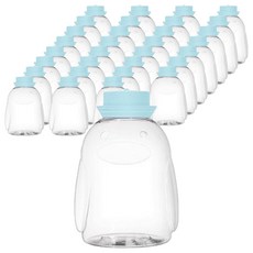 펭귄 동물 디자인 페트 보틀 300ml + 해군 중절모 이중캡 세트, 스카이블루(외부캡), 랜덤발송(내부캡), 32세트