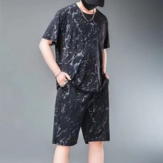 남성용 밀리터리 반팔 반바지 트레이닝 상하의 세트 25S00130