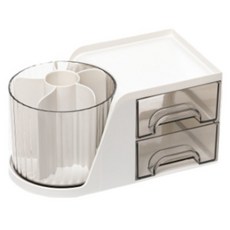 오로브 多用途旋轉書桌筆筒收納盒, 純白色, 1個