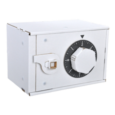 Hacomo WOW DIY組裝紙模型 可上色 親子互動益智玩具, 1盒, 保險箱 白色