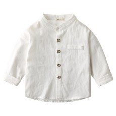 JOYMULTI 兒童立領棉質長袖襯衫