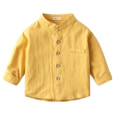 JOYMULTI 兒童立領棉質長袖休閒襯衫