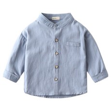 JOYMULTI 兒童立領棉質長袖襯衫