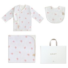 BABY&I 夏季新生兒蝴蝶衣 + 包巾 + 圍兜 彌月禮物套組 + 提袋