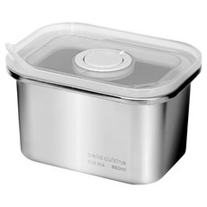 bella cuisine 可冷凍冷藏不鏽鋼保鮮盒 長方形, 保鮮盒 650ml, 1個