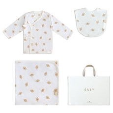 BABY&I 夏季新生兒蝴蝶衣 + 包巾 + 圍兜 彌月禮物套組 + 提袋