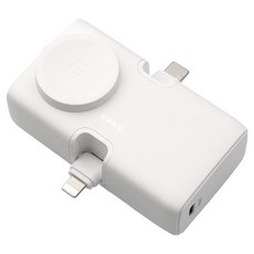 아이코모스 4in1 PD 20W 고속충전 도킹형 보조배터리 5000mAh 애플워치용, 화이트, PBDA01