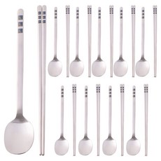 HANIL STAINLESS STEEL 不鏽鋼10人份餐具組, 湯匙 10p + 筷子 10p, 1套, 沙卡沙卡