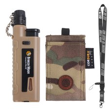 브리즈문 캠핑 슬라이드 가스 토치 터보 미니 라이터 + 토치케이스 + 랜야드 풀세트, 코요테 탄 베이지(라이터), 멀티 캠(토치케이스), 1세트