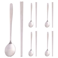 HANIL STAINLESS STEEL 不鏽鋼 5人份餐具組, 湯匙 5p + 筷子 5p, 1套, Trust 緞面