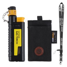 브리즈문 캠핑 슬라이드 가스 토치 터보 미니 라이터 + 토치케이스 + 랜야드 풀세트, 모던 블랙(라이터), 모던 블랙(토치케이스), 1세트
